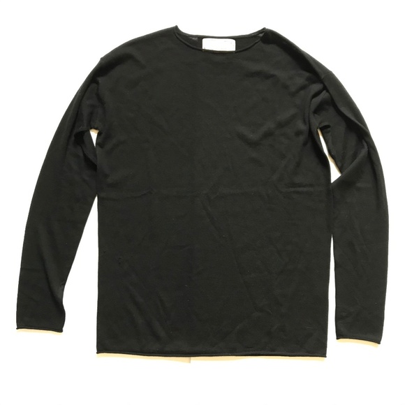 Lingua Franca Sweater Womens Small Black Silk Cashmere Crew Neck Long Sleeve
